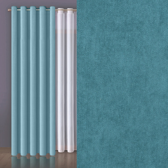 Tkanina zasłonowa MILAS-034 - szerokość 145 cm - ciemny turkusowy