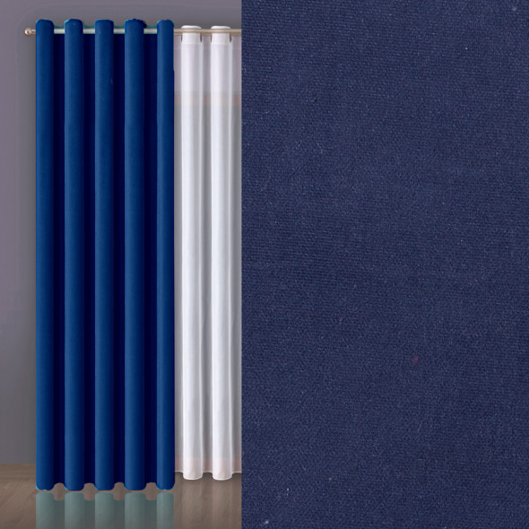 Tkanina zasłonowa MILAS-038 - wysokość 280 cm - grafitowo-niebieski