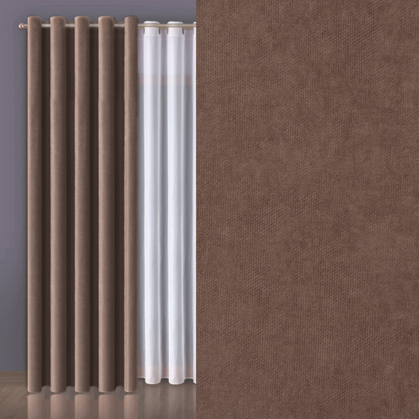 Tkanina zasłonowa MILAS-044 - wysokość 280 cm - brązowy