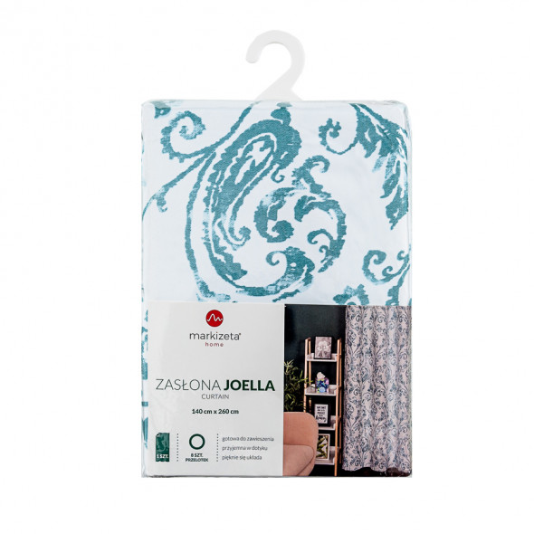 Zasłona blackout na przelotkach JOELLA - 260x140 cm - biały/morski