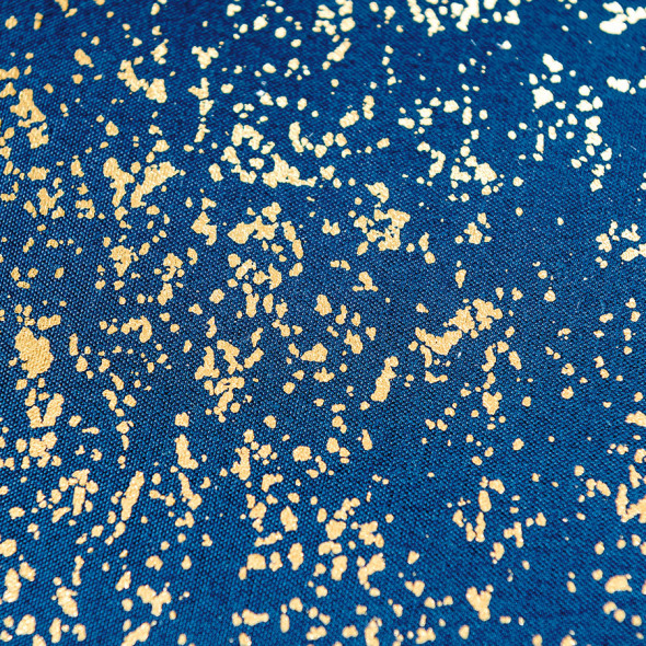 Zasłona gotowa na przelotkach LUNA - 260x140 cm - granatowy ze złotym nadrukiem