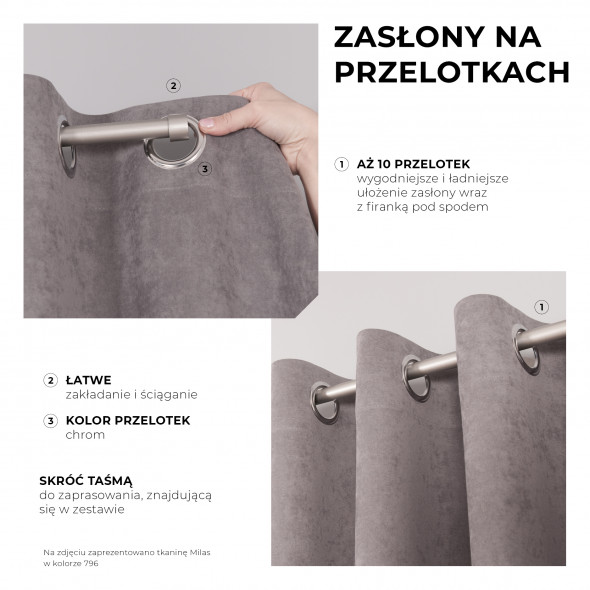 Zasłona gotowa na przelotkach MILAS 003 - 270x140 cm - cappuccino