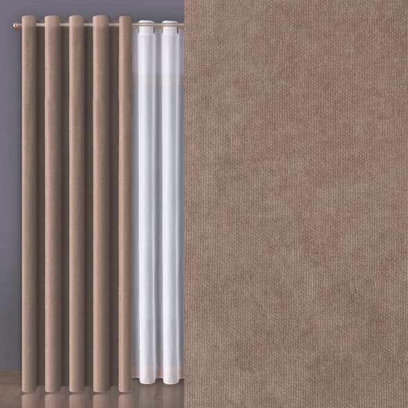 Zasłona gotowa na przelotkach MILAS 043 - 250x140 cm - szaro-brązowy