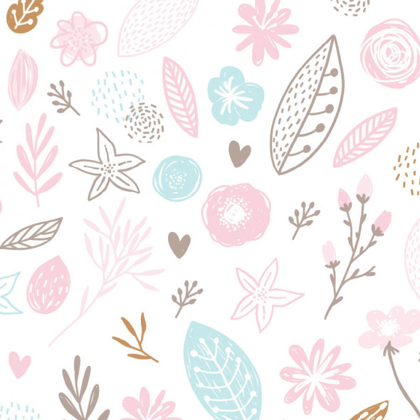 Zasłona gotowa na przelotkach PIANTE - 260x150 cm - biała/różowa/niebieska/beżowa