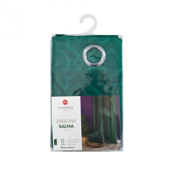 Zasłona gotowa na przelotkach SALMA - 260x140 cm - ciemny turkusowy