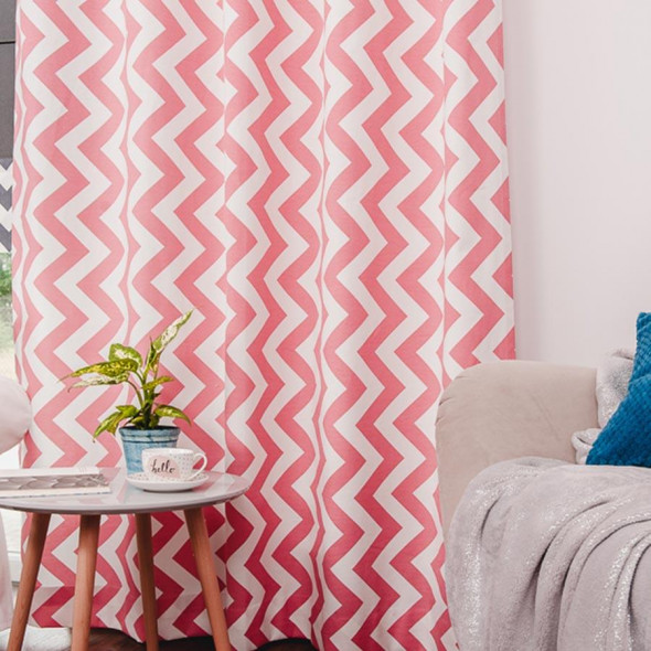 Zasłona gotowa na taśmie marszczącej ZIGZAG 003 - rozmiar 250x170 cm - ecru/czerwony