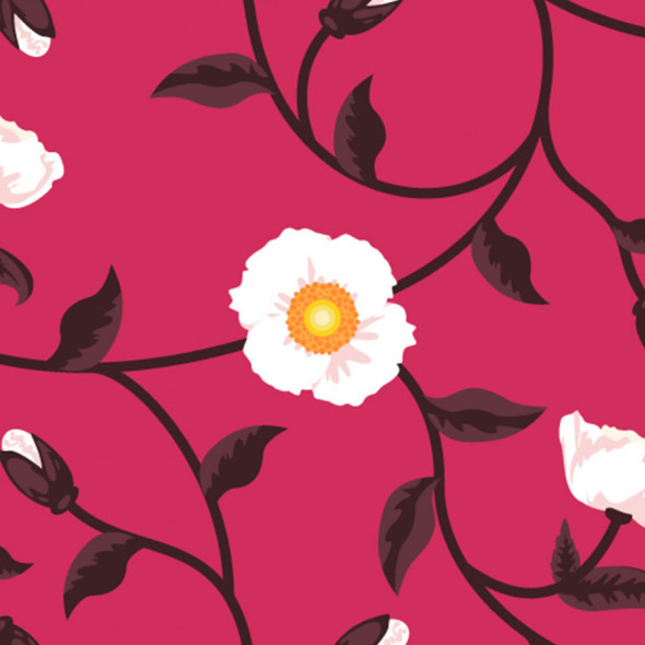 Zasłona gotowa na taśmie "Anemone" - 250x150 cm - czerwona