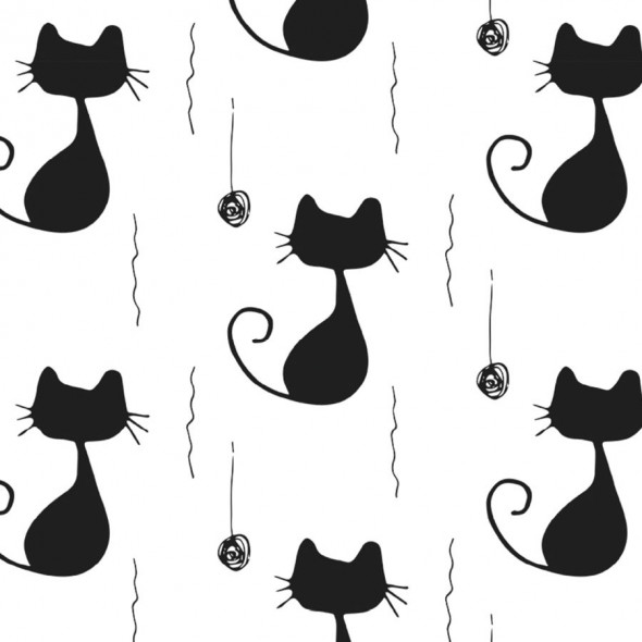 Zasłona gotowa na taśmie "Gatti" - 250x150 cm - biała/czarna