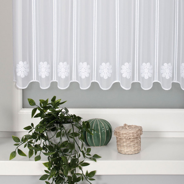 Zazdrostka haftowana panelowa 017777 - wysokość 90 cm - biały