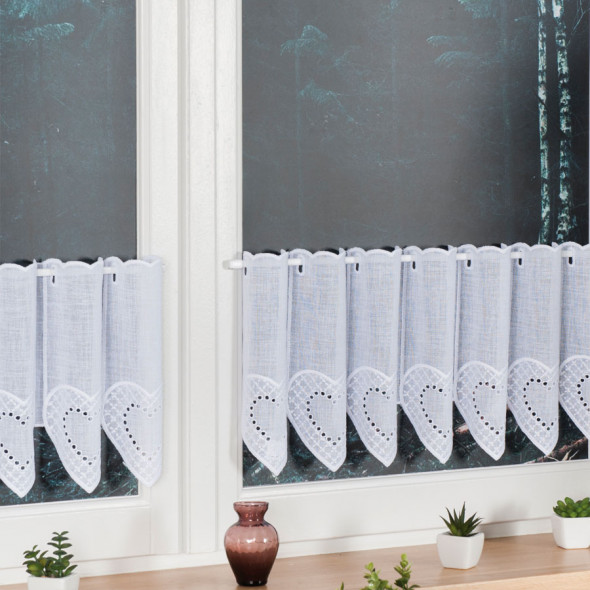 Zazdrostka panelowa haftowana - wysokość 30 cm - biały