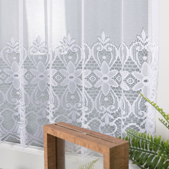 Zazdrostka żakardowa 004221 - wysokość 90 cm - biały