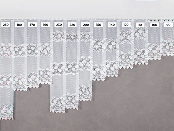 Zazdrostka żakardowa 017480 - wysokość 90 cm - biała