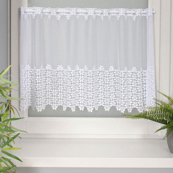 Zazdrostka żakardowa 018809 - wysokość 60 cm - biały