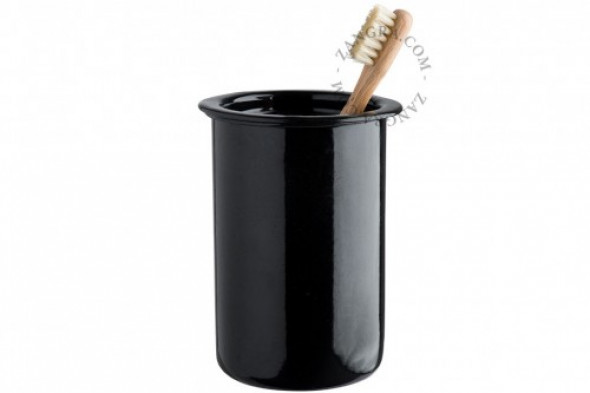 Emaliowany Kubek Na Szczoteczki Czarny