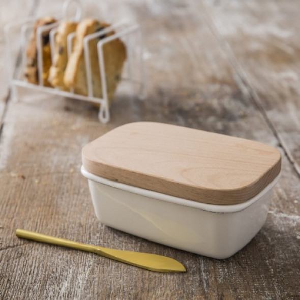 Maselniczka Emaliowana Ciepła Biel