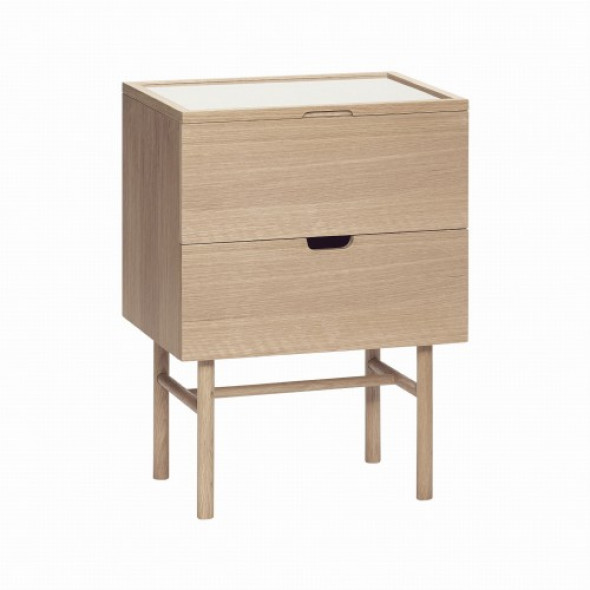 Szafka Nocna Ze Szklanym Blatem HÜBSCH Dąb