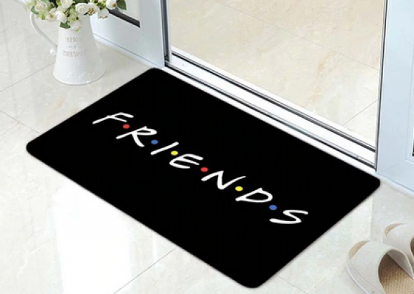 Czarna wycieraczka kokosowa z napisem wymiary 60x90