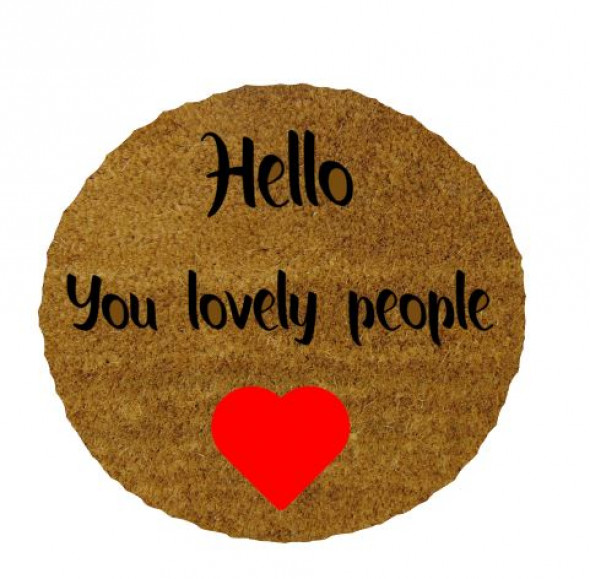 Okrągła wycieraczka z naturalnego włókna kokosowego z Twoim napisem