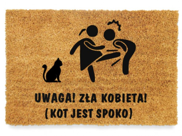 Śmieszna wycieraczka ZŁA KOBIETA KOT JEST SPOKO