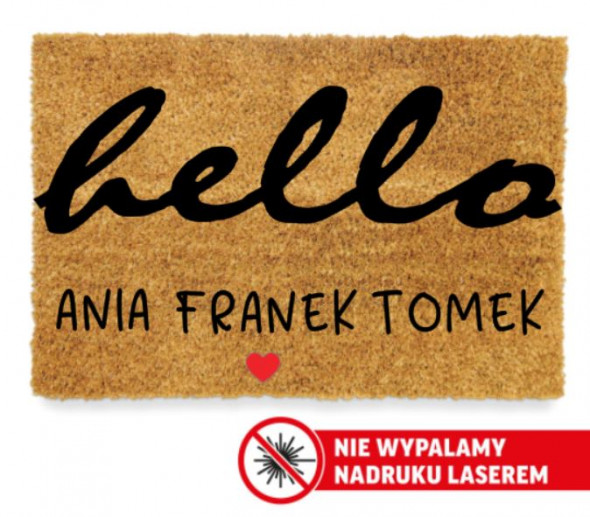 Wycieraczka kokosowa "HELLO" + imiona