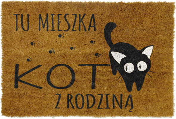 Wycieraczka Tu mieszka kot z rodziną