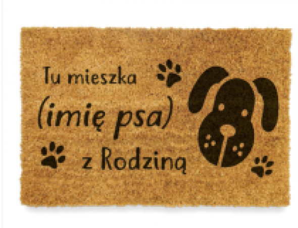 Wycieraczka Tu mieszka pies z rodziną