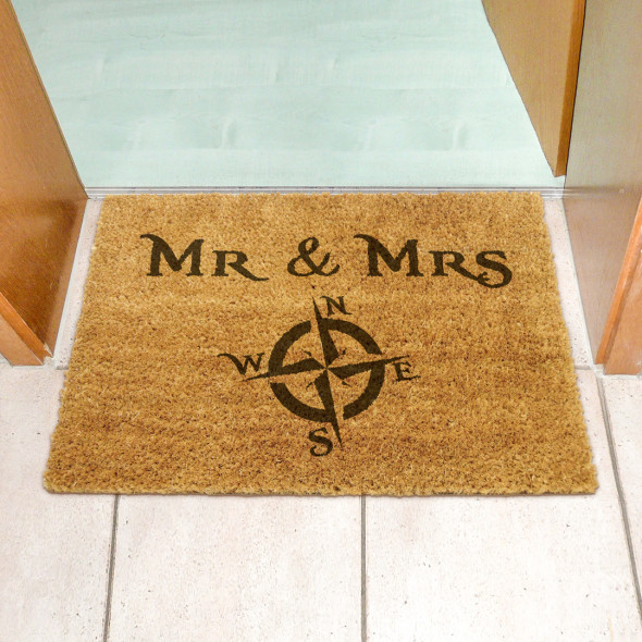 Wycieraczka wejściowa z nadrukiem Mr & Mrs Podróżniccy