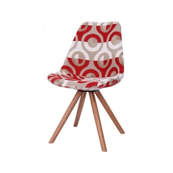 Designerskie krzesło tapicerowane CONTI - wzór RED/WHITE