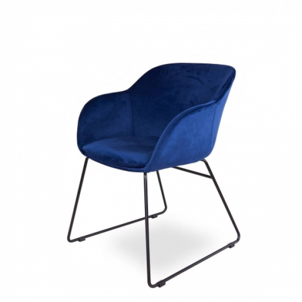 Designerskie krzesło tapicerowane SHELL, czarne nogi - wzór BLUE V