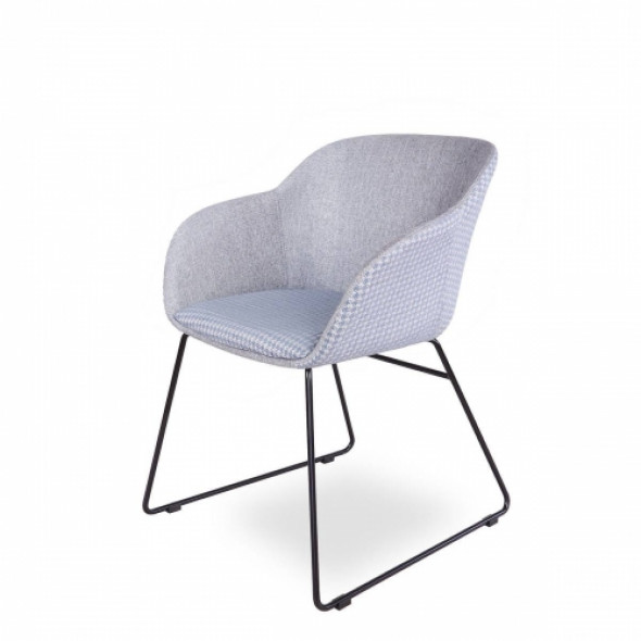 Designerskie krzesło tapicerowane SHELL, czarne nogi - wzór BLUE/PEP