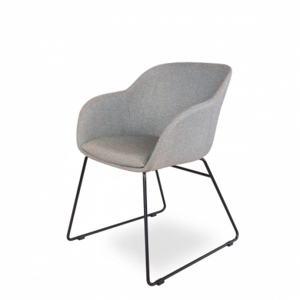 Designerskie krzesło tapicerowane SHELL, czarne nogi - wzór BROWN/BL