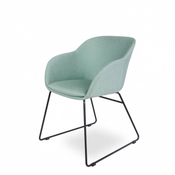 Designerskie krzesło tapicerowane SHELL, czarne nogi - wzór MINT