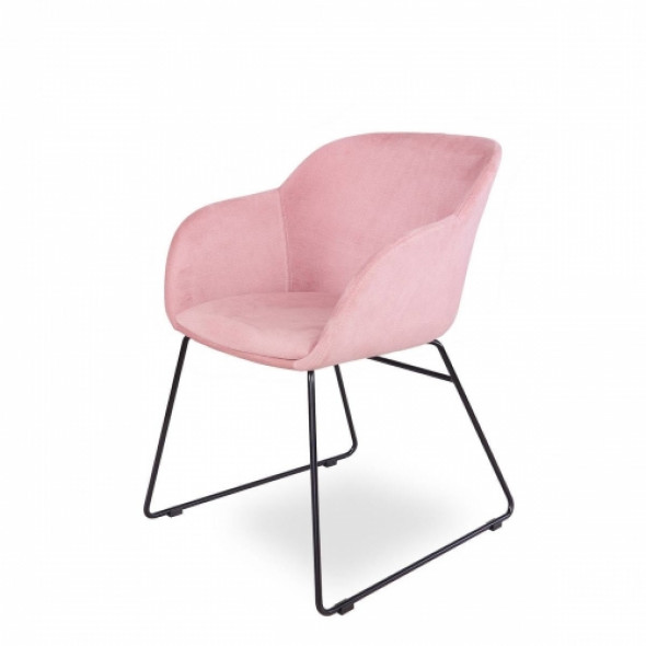 Designerskie krzesło tapicerowane SHELL, czarne nogi - wzór ROSE