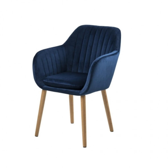 Eleganckie krzesło tapicerowane EMI2 nogi dębowe - kolor ciemnoniebieski