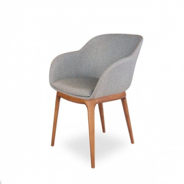 Eleganckie krzesło tapicerowane SHELL, bukowe nogi - wzór BROWN/BL