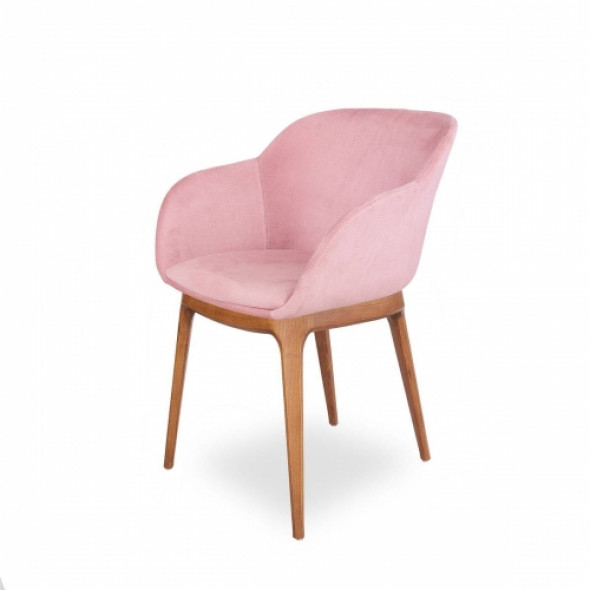 Eleganckie krzesło tapicerowane SHELL, bukowe nogi - wzór ROSE