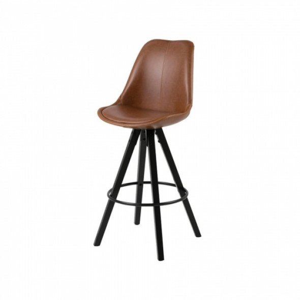 Hoker tapicerowany DIRMA, eko-skóra - kolor brązowy