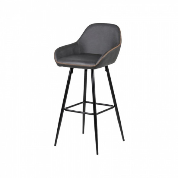 Hoker tapicerowany KENDI, eko-skóra - kolor ciemnoszary