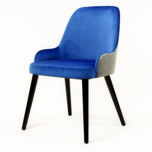 Krzesło designerskie tapicerowane DONA - niebiesko-szary