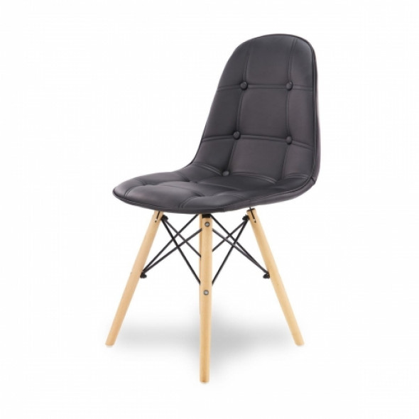 Tapicerowane krzesło LEVIS, eko skóra - kolor czarny