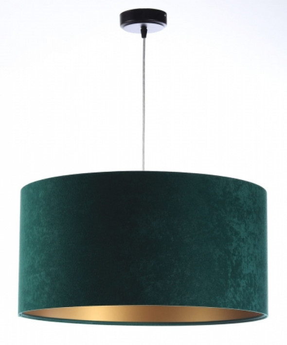 Welurowa klasyczna lampa wisząca zielona ze złotym wnętrzem