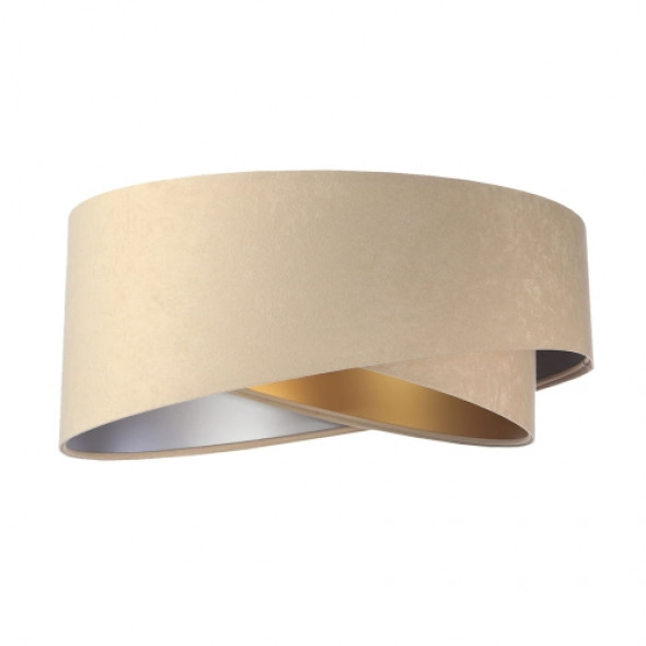 Welurowa lampa wisząca beżowa ze srebrnym i złotym wnętrzem