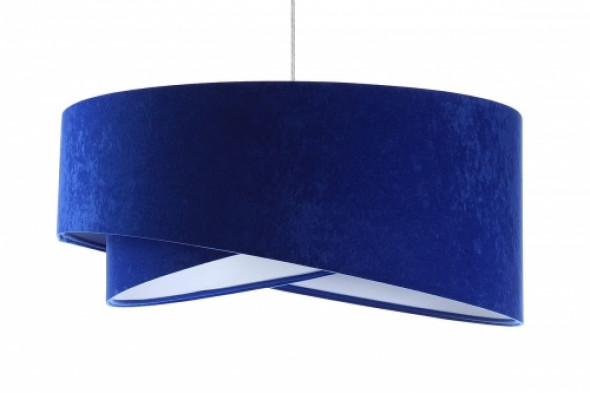 Welurowa lampa wisząca kobaltowa z białym wnętrzem