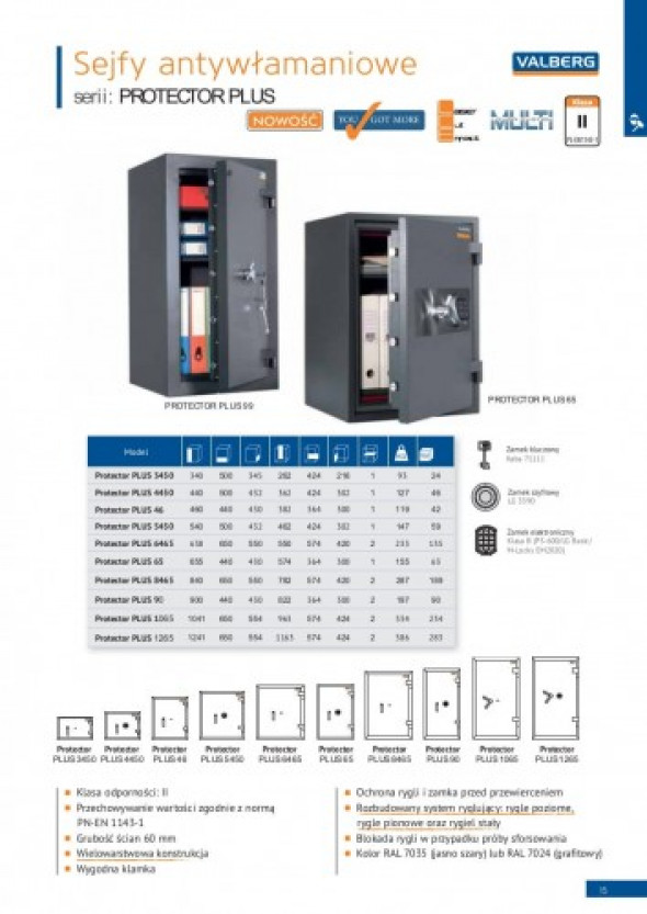 Sejf Protector PLUS 6465 EL Valberg (kl. II) - zamek elektroniczny