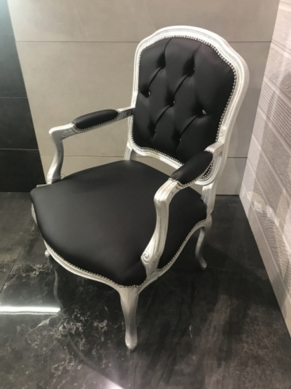 Fotel Glamour srebrny krzyształki Swarovski