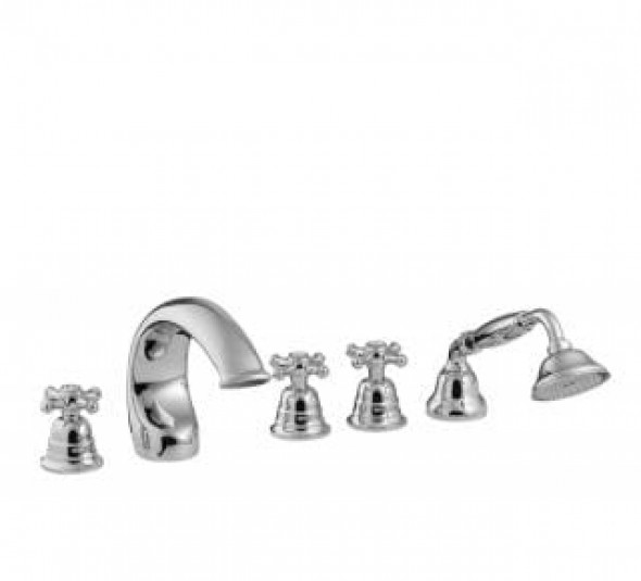 Rubinetterie Treemme bateria wannowa 5-otworowa Old Italy 4406 chrom