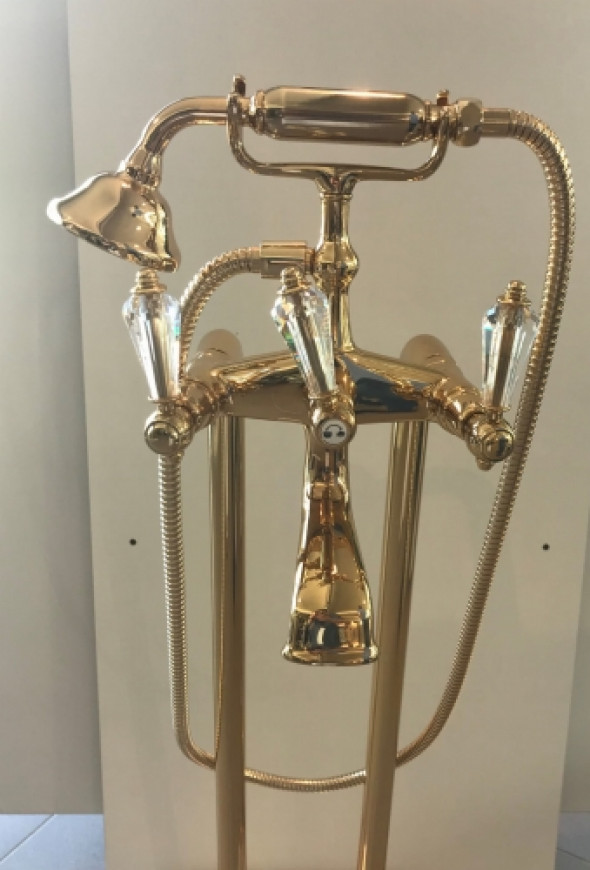 Rubinetterie Treemme bateria wannowa Old Italy Swarovski 4401 złota