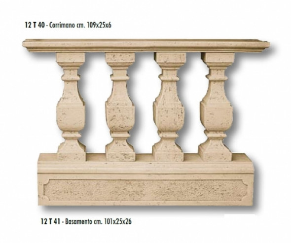 Tecno Art Marmi Balustrada Trawertynowa BASAMENTO szer. 109 cm.