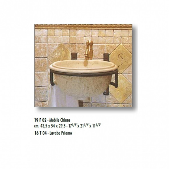 Tecno Art Marmi Umywalka Trawertynowa PRIAMO + Stelaż 43 cm